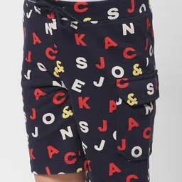 Jack & Jones Boys Navy Blue Typography Printed Low-Rise Shorts image 5