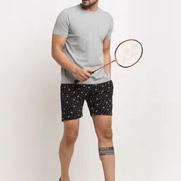 mack jonney VIMAL JONNEY Men Pack Of 2 Grey & Black Printed Shorts image 4