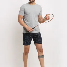 mack jonney VIMAL JONNEY Men Black & Navy Blue Pack Of 2 Printed Regular Fit Shorts image 4