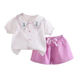 StyleCast Girls White Embroidered Top with Shorts-picture-26