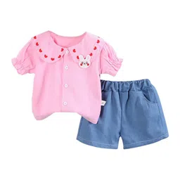 StyleCast Girls Pink Embroidered Top With Shorts-picture-44
