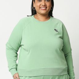 20Dresses Women Plus Size Green Solid Round Neck Sweatshirt-picture-39