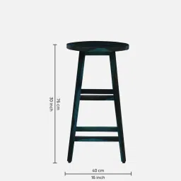 woodsworth from pepperfry Cosenza Sheesham Wood Bar Stool In Ocean Blue Finish image 2