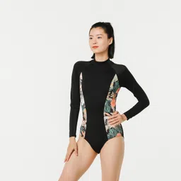 olaian Women's One Piece Long Sleeve Surf Swimsuit- CN JANE -GLORY BLK-picture-11