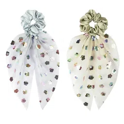 Radhu & Kabby Women Set of 2 Embellished Ponytail Holders image 1