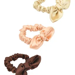 FUNKRAFTS Girls Gold-Toned & Brown Set of 3 Ponytail Holders image 1