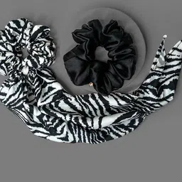hair drama co. HAIR DRAMA COMPANY Women Black & White Set of 2 Scrunchies-picture-41