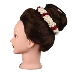 CHANDERKASH Artificial Flower Mogra With Rose Gajra Bun-image-1