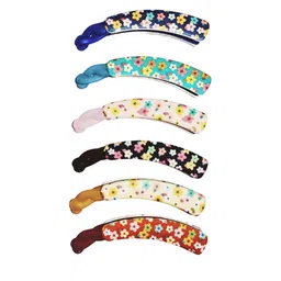 CHRONEX Women Set of 6 Floral Printed Banana Clips-image-2