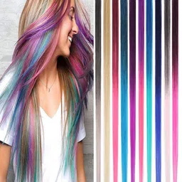 CHANDERKASH Set of 10 Multicoloured Synthetic 24" Hair Extensions with Clips-picture-15