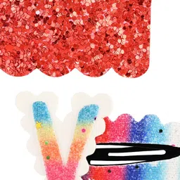 Aye Candy Girls Red & White Letter V Snap Up Clip Set image 3