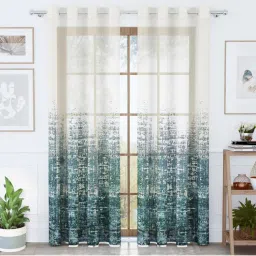 Story@Home Polyester Semi Long Door curtain long, Teal & Ivory, Grunge (8 Feet)-picture-32