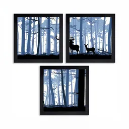 PnF Black & Blue 3 Pieces Wooden Birds and Animals Wall Arts-image-89