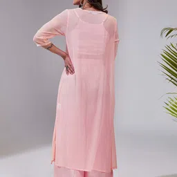 KASYA Embroidered Shoulder Straps Ethnic Top With Palazzos & Shrug image 4