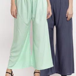 Miaz Lifestyle Women Pack of 2 Flared Knitted Ethnic Palazzos-image-75