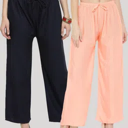 Clora Creation Women Pack of 2 Solid Straight Palazzos-picture-27