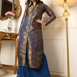 Vidraa Western Store Floral Woven Design Pure Silk Kurta with Palazzos-picture-12