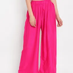 TAG 7 Women Black & Pink Set of 2 Flared Ethnic Palazzos image 2