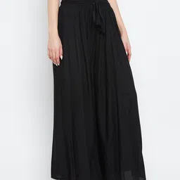 Clora Creation Women Black Flared Ethnic Palazzos image 4