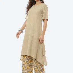 Biba Women Beige Printed Kurta with Palazzos image 2