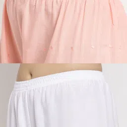 Miaz Lifestyle Women Set Of 2 Peach-Coloured & White Hem Design Flared Ethnic Palazzos image 5