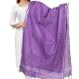heyam | Women’s Handloom Linen Cotton Plain Zari Border Dupatta image 1