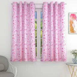 the conversion Pink Polyester Floral 5 Ft Light Filtering Eyelet 1 Piece Window Curtain-picture-10