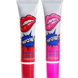 Adbeni Set Of 2 Wow Longwear Glossy Peel Off Lip Color 15g Each- Cherry Red & Rose Pink image 1