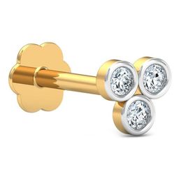 KUBERBOX 18KT Gold Diamond-Studded Nose Pin-0.28gm-image-19