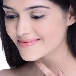 KUBERBOX Cayman 18KT Gold Diamond Studded Nose Pin-0.47 gm image 2