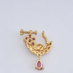 Kushal's Fashion Jewellery Gold-plated Ruby Studded Antique Nath image 3