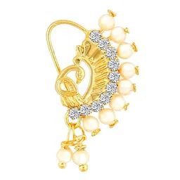 Vighnaharta Set Of 4 Gold-Plated American Diamond Stone Studded & Beaded Nosepins image 4