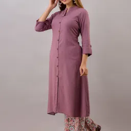MAUKA Women Purple Kurta with Palazzos image 3