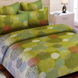 sej by nisha gupta Green Floral 144 TC Cotton Queen Sized Bed Sheets with 2 Pillow Covers-picture-26