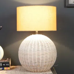 sapphire Fabric Wood Table Lamp With Shade image 1