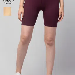 Apraa & Parma Women Pack Of 2 Skinny Fit Cycling Cotton Sports Shorts-picture-28