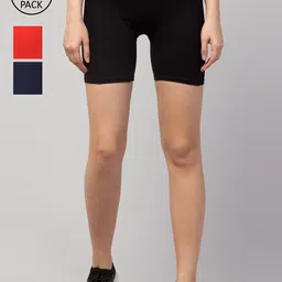 Apraa & Parma Women Pack Of 3 Slim Fit Cycling Sports Shorts-picture-16