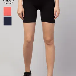 Apraa & Parma Women Pack Of 3 Slim Fit Cycling Sports Shorts-picture-38