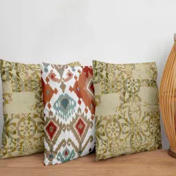 Multicolor Traditional Polycanvas 16 x 16 Inches Cushion Covers (Set of 3) by Zeba-picture-27