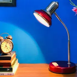 brightdaisy Beautiful Maroon & Chrome Metal Study Lamp image 1