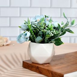 TAYHAA Blue & White Artificial Rose Plant With Ceramic Pot-picture-43
