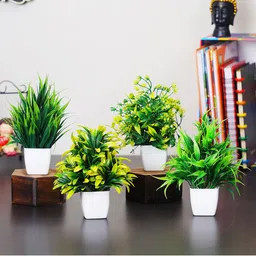 Dekorly Set of 4 Green Artificial Bonsai Plant With Pot-picture-17