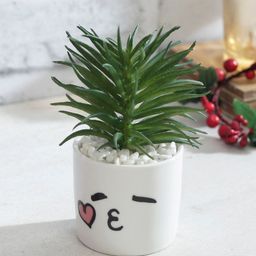 TAYHAA Green Artificial Succulent Plant With White Pot-picture-25