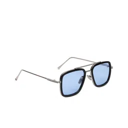 Mast & Harbour Men Blue Lens & Silver-Toned Square Sunglasses With UV Protected Lens image 2
