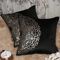 hosta homes Black Traditional Velvet 16 x 16 Inch Cushion Covers (Set of 2)-picture-34