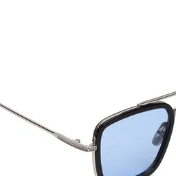 Mast & Harbour Men Blue Lens & Silver-Toned Square Sunglasses With UV Protected Lens image 5