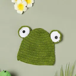 Babymoon Unisex Kids Olive Green Frog Cap Newborn Photoshoot Props-picture-6