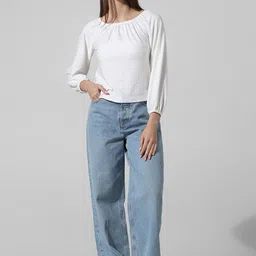 ONLY Self Design Schiffli Off-Shoulder Bardot Top image 4