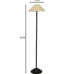 tu casa Off White Cotton Shade Club Floor Lamp Iron Base image 3