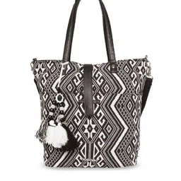 ASTRID Printed Oversized Shopper Tote Bag With Tassels-picture-15